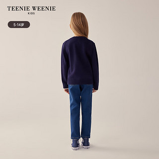 Teenie Weenie Kids小熊童装24早春女童简约松紧腰刺绣牛仔裤 牛仔色 150cm