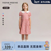 Teenie Weenie Kids小熊童装24春夏季女童清爽翻领格纹连衣裙 红色 110cm