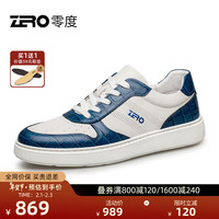零度Zero板鞋男2024年春季日常舒适休闲运动鞋拼色透气轻便柔软鞋 白蓝 40