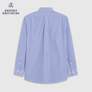 布克兄弟（BrooksBrothers）男士棉质宽距领竖条纹长袖免烫正装衬衫 4003-蓝色 16/H/2