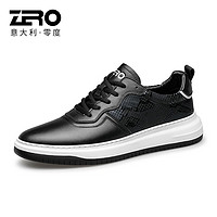 ZERO 零度男士真皮透气休闲男鞋舒适日常休闲鞋子男-599 R1223352黑色 40