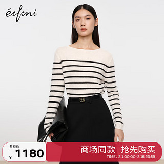 伊芙丽（eifini）伊芙丽真丝羊绒撞色条纹通勤百搭针织衫1EA432691G 白色 155/80CM/S