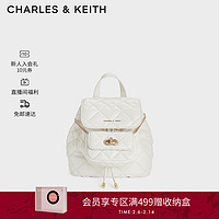 CHARLES & KEITH 24春季菱格大容量双肩包女士CK2-60151400 Cream奶白色 S