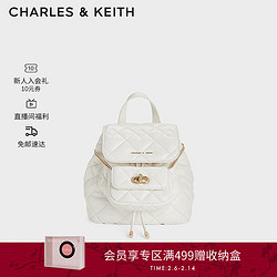 CHARLES & KEITH 24春季菱格大容量雙肩包女士CK2-60151400 Cream奶白色 S