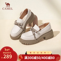 骆驼（CAMEL）2024春季jk小皮鞋休闲粗跟厚底英伦风乐福鞋女 L24S007008米白 34