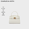 CHARLES & KEITH CHARLES&KEITH金属扣带凯莉包手提包单肩包包女包女士CK2-50270880 Cream奶白色 S