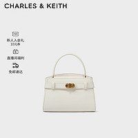CHARLES & KEITH CHARLES&KEITH;金属扣带凯莉包手提包单肩包包女包女士CK2-50270880 Cream奶白色 S