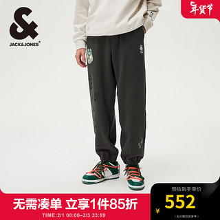 杰克琼斯 杰克·琼斯（JACK&JONES）衣服男装加绒裤男秋冬款NBA联名雄鹿队束脚裤宽松卫裤休闲运动裤 黑砂色E44 常规 黑砂色E44 185/88A/XLR