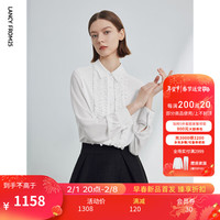 朗姿设计感法式雪纺高级感上衣女衬衣2024年春季新款内搭通勤衬衫 白色