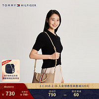 TOMMY HILFIGER 24春季女装简约金属字母可卸带单肩手提托特包69J8043 卡其色F7K NS