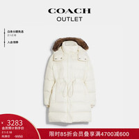 COACH 蔻驰 奥莱女士女装羔羊绒中号羽绒夹克外套 奶油色 M