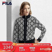 FILA 斐乐女士织外套2024春时尚休闲小香风毛衣开衫 170/88A/L