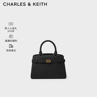 CHARLES&KEITH金属扣带饰手提包单肩包凯莉包包女包女士CK2-50160102 Black黑色 M