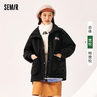 森马 Semir羽绒服女中长款立领三防冬季宽松薄卡通外套潮