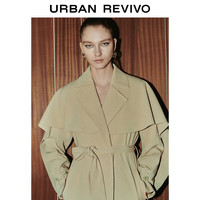 UR【UR魅力】2024春季女装复古气质系带风衣外套UWG140012 浅卡其 S