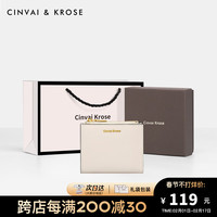 CinvaiKrose官网钱包女士短款牛皮2023潮卡包女小众零钱包 米白色-