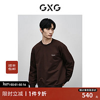 GXG男装 棕色后背印花圆领卫衣 24年春季GFX13100231 棕色 180/XL