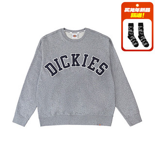 dickies24春夏字母logo贴布绣美式圆领毛圈布卫衣DK013103 中羽灰 M