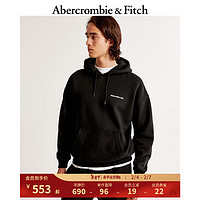 Abercrombie & Fitch 男女同款 24春美式休闲抓绒经典连帽logo卫衣 355487-1 黑色 S (175/92A)