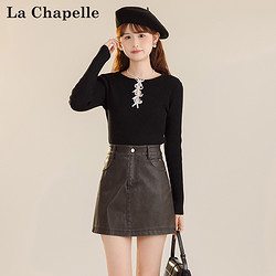 La Chapelle 拉夏贝尔 系带设计感小众修身长袖针织衫