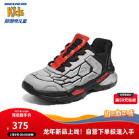 Skechers斯凯奇闪穿鞋红色新年款男童一脚蹬休闲鞋子中大童运动鞋403838L 灰色/黑色/GYBK 27.5