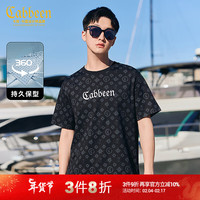 卡宾男装 新疆长绒棉T恤2024春夏老花满印短袖潮流街头上衣A 煤黑色01 48