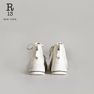 【明星同款】R13 春夏系列高帮厚底系带设计纯色帆布板鞋运动鞋