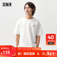 Semir 森马 短袖T恤男2024春宽松百搭休闲上衣设计感印花 本白10101 185/100A/XXL