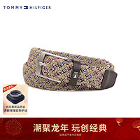 TOMMY HILFIGER24早春男装简约金属小标针扣式杂色织腰带AM0AM12051 金色L9F 1个 100cm