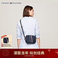 TOMMY HILFIGER24春季女拼色条纹金属字母单肩相机包斜挎包AW0AW15985 藏青色DW6 OS