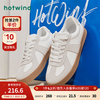 热风 hotwind2024年春季新款男士复古休闲运动拼色小白鞋板鞋 81米灰 38 偏大半码
