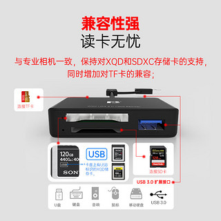 FB 沣标 XQD读卡器 TF/SD卡带USB3.0扩展坞接口五合一多功能高速Type-C读卡器 五口合一