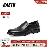 BASTO 百思图 2024春新款商场同款商务正装乐福鞋粗跟男休闲皮鞋22044AM4 黑色 38