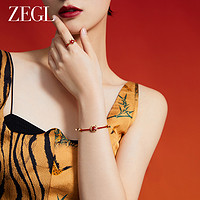ZEGL设计师萌龙系列本命年龙红玛瑙戒指女生小众设计感新年食指戒