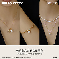 HELLO KITTY系列18K金黑玛瑙白贝母月光石吊坠项链KKLUE