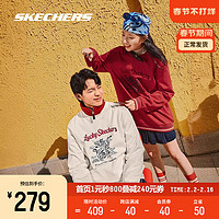 SKECHERS 斯凯奇 2024龙年限定男女同款圆领情侣卫衣百搭红色