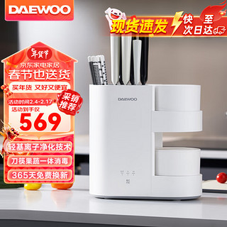 大宇（DAEWOO）消毒刀架砧板刀具消毒机家用小型筷子筒紫外线消毒机烘干器无线果蔬清洗机QX7双仓白色 双仓「同时清洗不窜味」