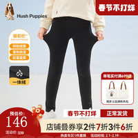 暇步士(Hush Puppies)童装儿童女大童23冬季一体绒打底裤简约抑菌保暖舒适 钻石黑 120cm