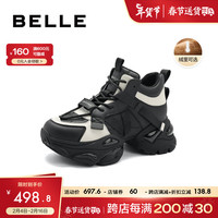 BeLLE 百丽 老爹鞋女2024春季机能风酷飒休闲运动鞋A6D1DAM4 黑白-绒里 39