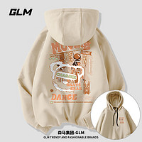 GLM 森马集团品牌美式连帽卫衣男春秋季宽松潮牌青少年上衣男生外套 浅米/埃及壁画 L(120-140斤)