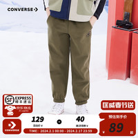 Converse匡威童装冬男童女童加绒长裤裤子儿童运动裤卫裤休闲裤 灰橄榄绿 150/63（M）