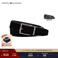 TOMMY HILFIGER 24春季男装双面用针扣式商务休闲腰带皮带AM0AM12053 黑色BDS 100