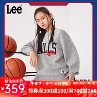 李 Lee童装圆领毛衣2023【NBA联名】男童女童秋装休闲宽松保暖T恤上衣 灰卡其 110cm