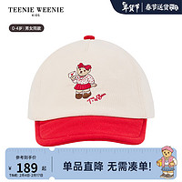 Teenie Weenie Kids小熊童装24春季男女宝宝撞色刺绣鸭舌帽 红色 FRE