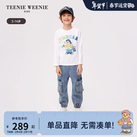 Teenie Weenie Kids小熊童装24春季男童简约休闲印花长袖T恤 白色 160cm
