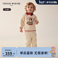 Teenie Weenie Kids小熊童装24春季男宝宝格纹小翻领套头卫衣 米色 90cm