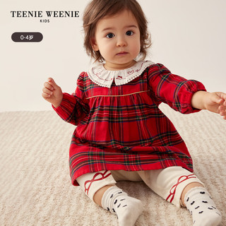 Teenie Weenie Kids小熊童装24春季女宝宝连衣裙打底裤套装 红色 73cm