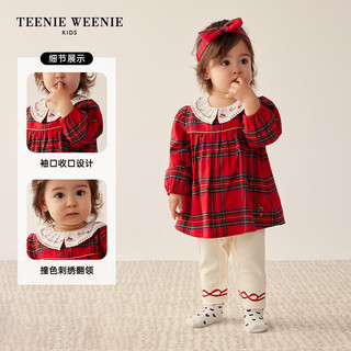 Teenie Weenie Kids小熊童装24春季女宝宝连衣裙打底裤套装 红色 73cm