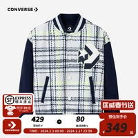 Converse匡威儿童装男童夹克防风外套2024春季新款中大童格子上衣 羽白色 1