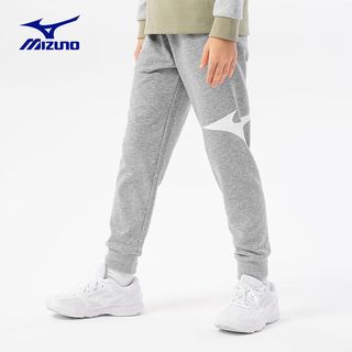 美津浓（MIZUNO）儿童运动裤男童亲肤棉质休闲卫裤大童宽松长裤休闲裤儿童裤子 花灰色 140CM（65-75斤）